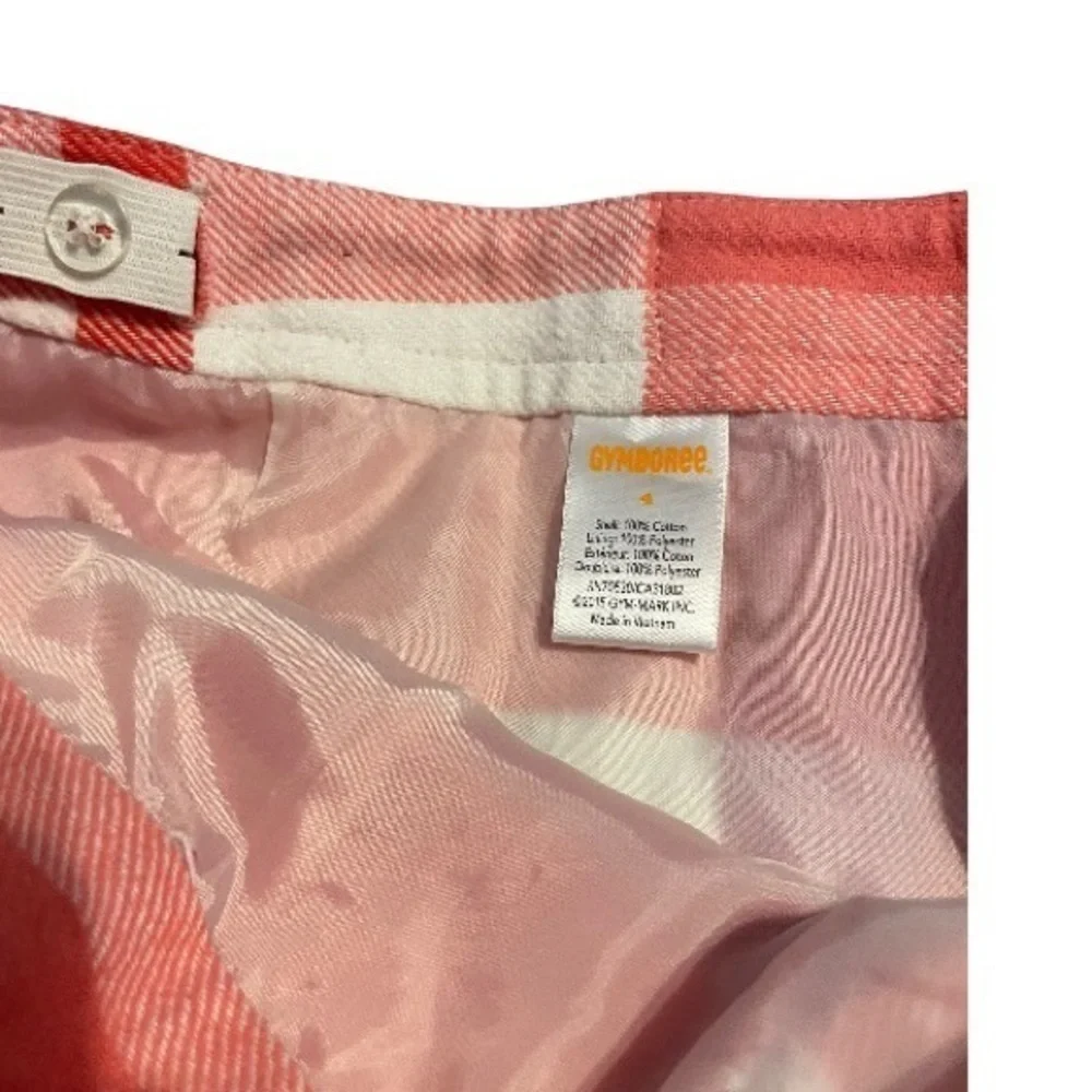Gymboree girl’s 4 pink/white plaid 100%‎ cotton lined side zipper A line skirt